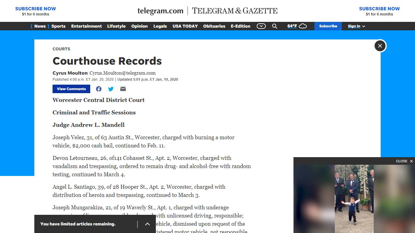 Courthouse Records - The Worcester Telegram & Gazette