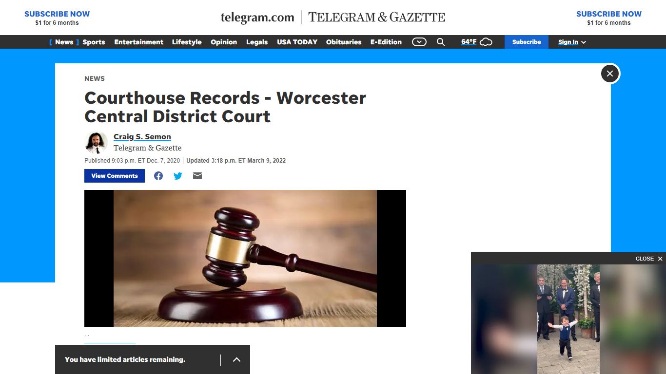 Worcester Central District Court - The Worcester Telegram & Gazette